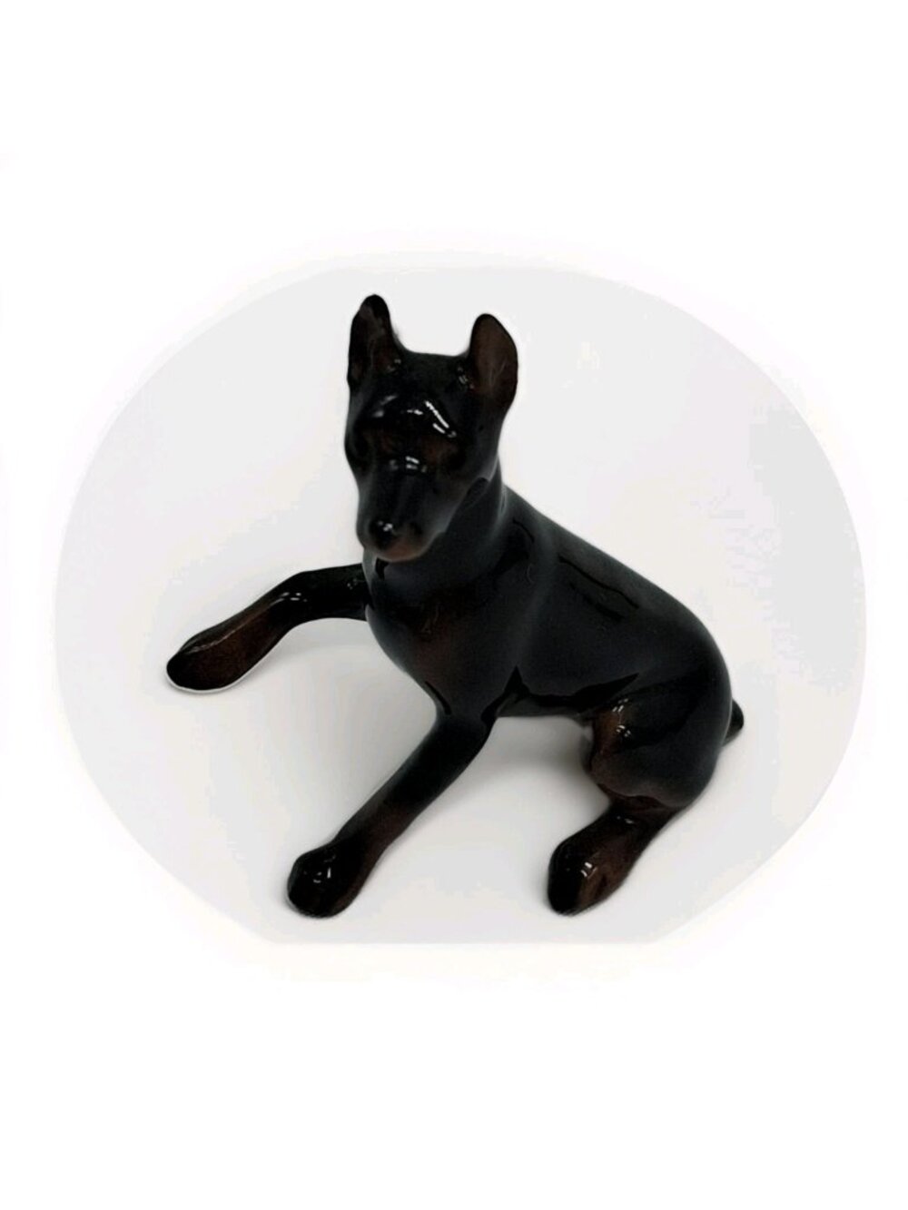 Vtg Hagen Renaker Miniature Doberman  Dog Porcelain Brown 2" Tall